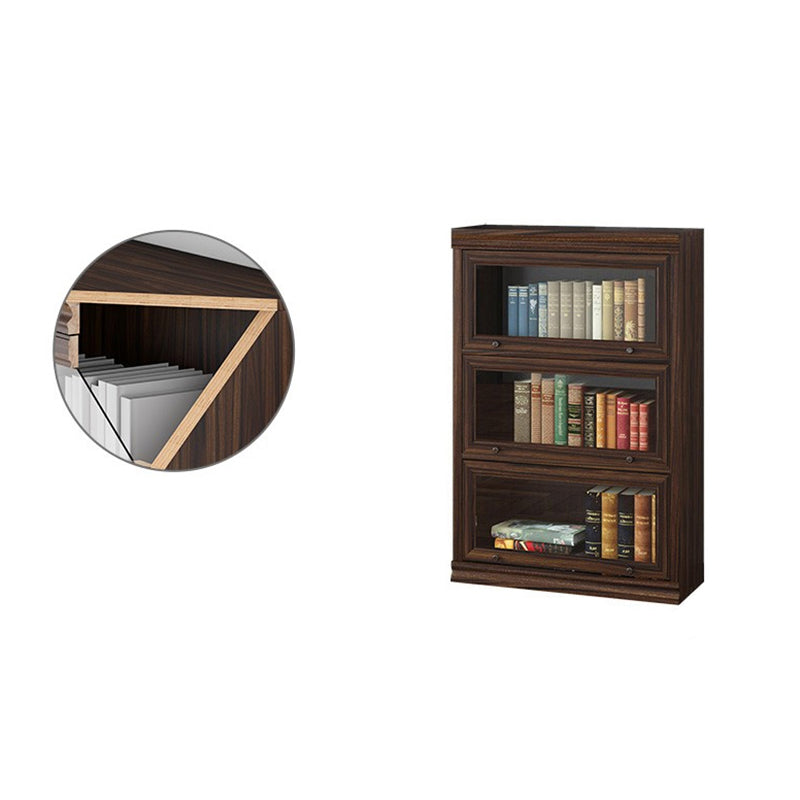 Modern Closed Back Standard Bookshelf Wooden Bookcase in Brown