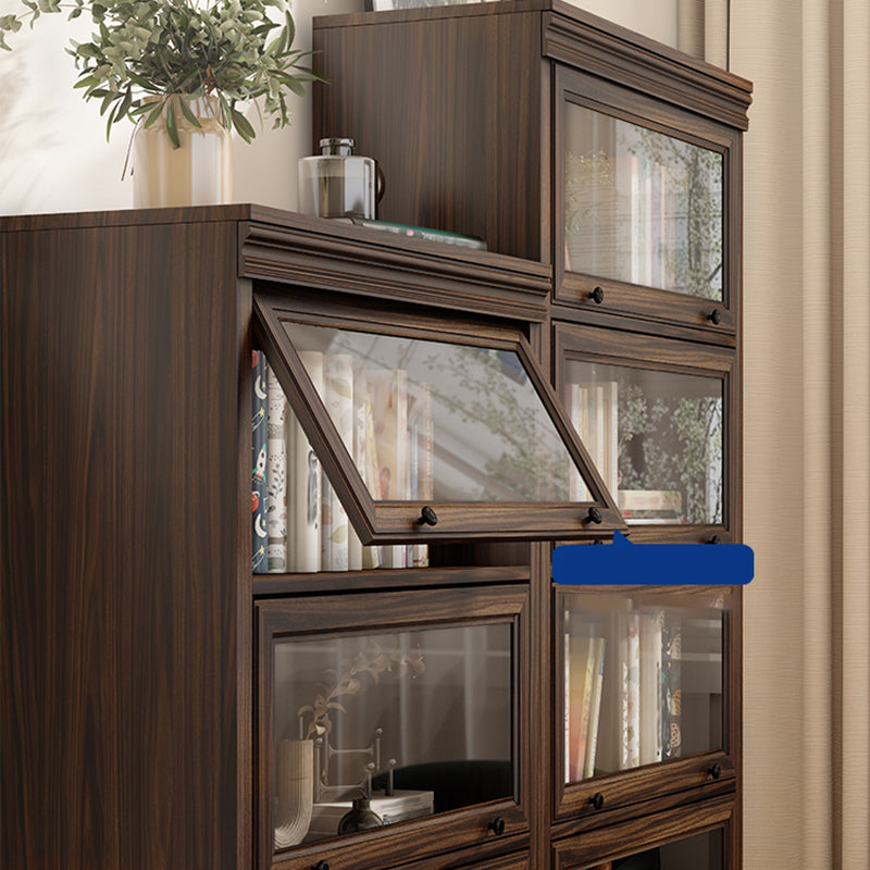 Modern Closed Back Standard Bookshelf Wooden Bookcase in Brown