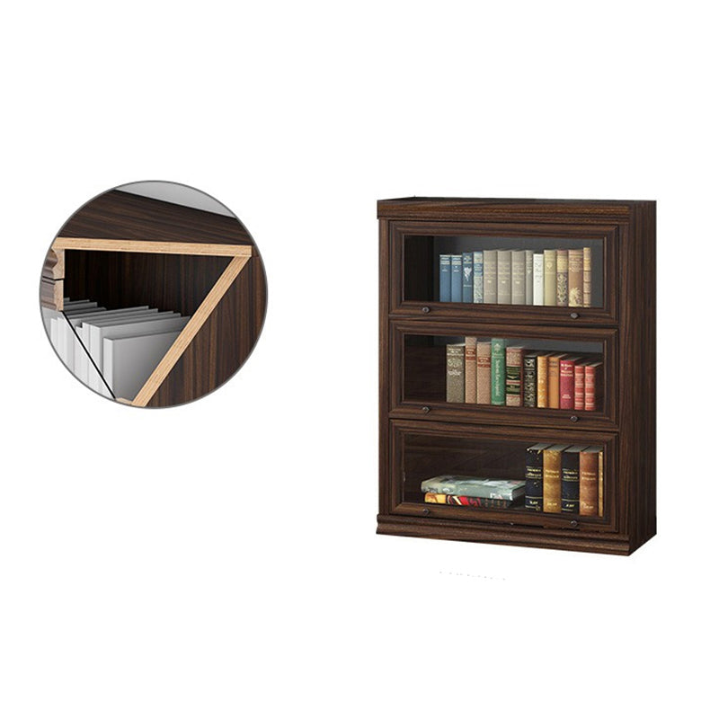 Modern Closed Back Standard Bookshelf Wooden Bookcase in Brown