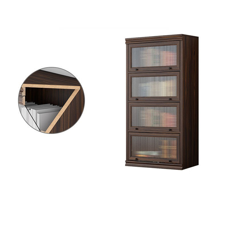 Modern Closed Back Standard Bookshelf Wooden Bookcase in Brown