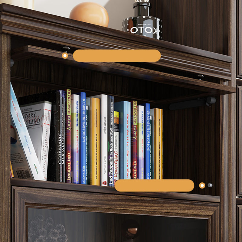 Modern Closed Back Standard Bookshelf Wooden Bookcase in Brown
