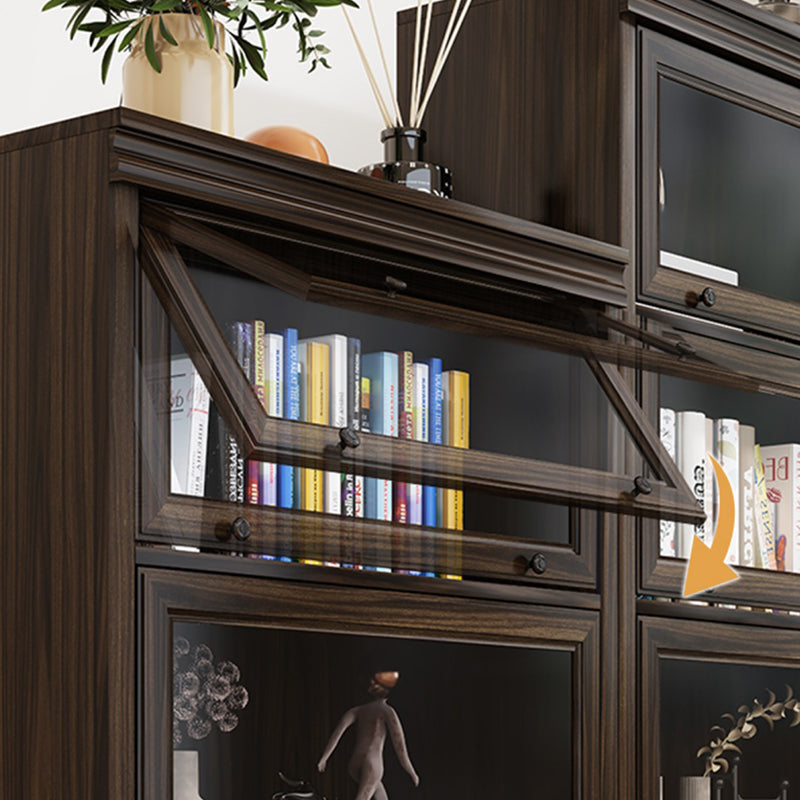 Modern Closed Back Standard Bookshelf Wooden Bookcase in Brown