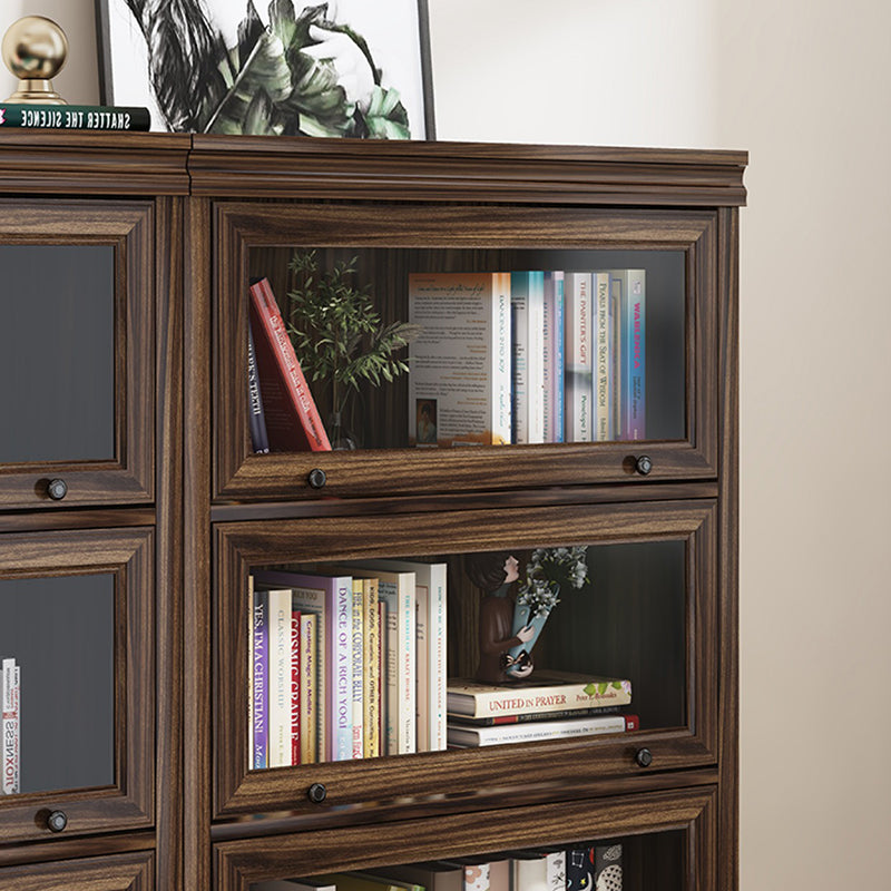 Modern Closed Back Standard Bookshelf Wooden Bookcase in Brown