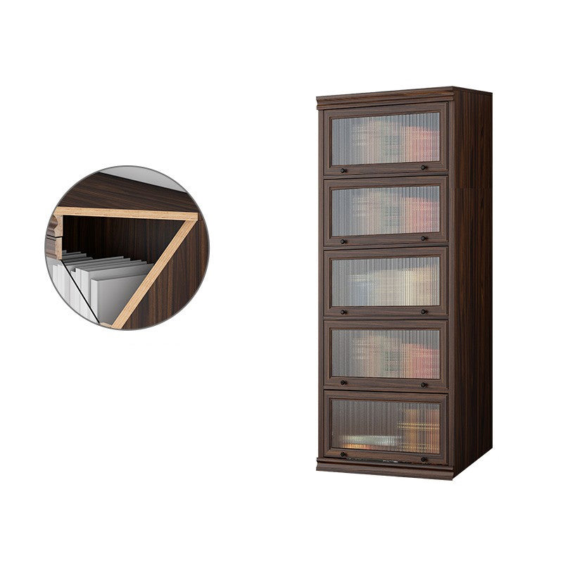 Modern Closed Back Standard Bookshelf Wooden Bookcase in Brown