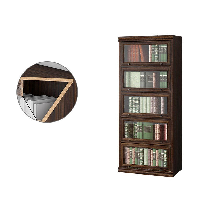 Modern Closed Back Standard Bookshelf Wooden Bookcase in Brown