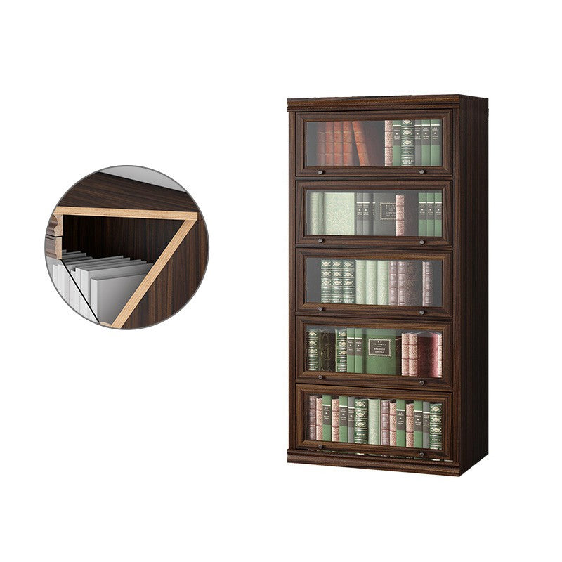 Modern Closed Back Standard Bookshelf Wooden Bookcase in Brown