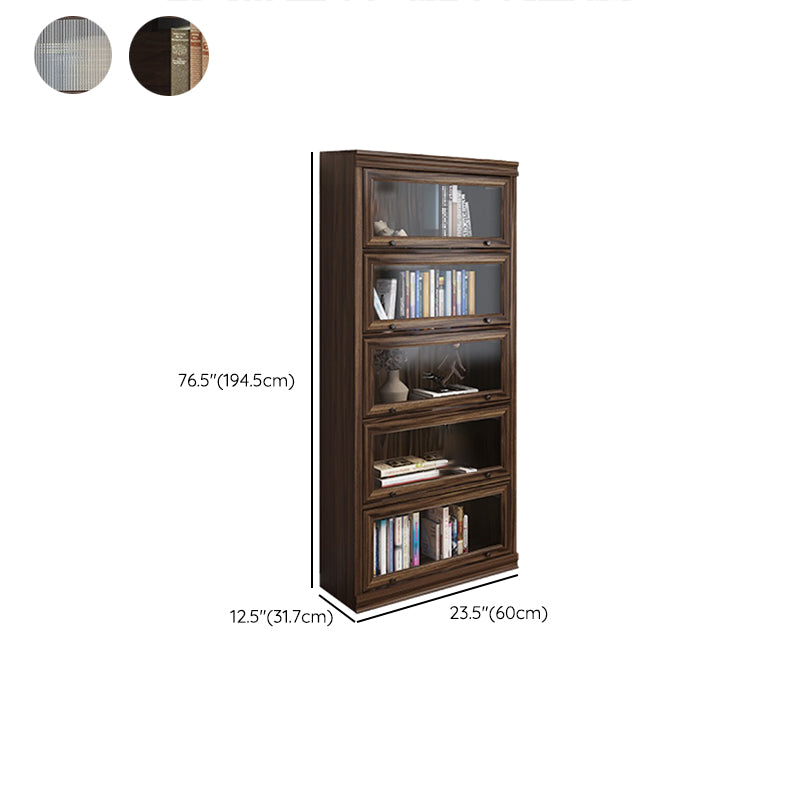Modern Closed Back Standard Bookshelf Wooden Bookcase in Brown