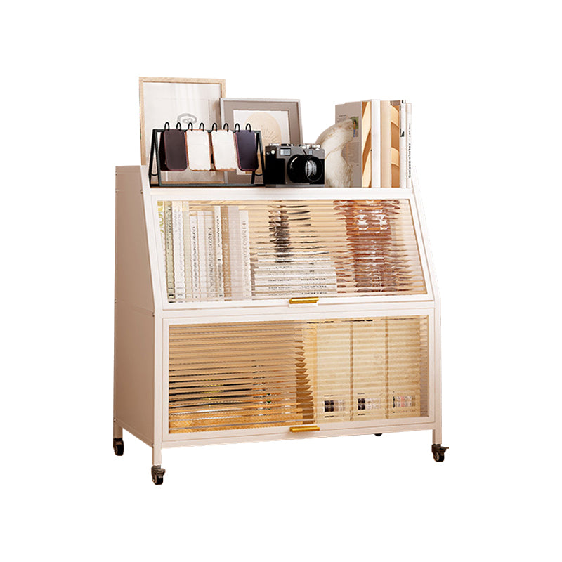 Standard Bookcase Metal Glam Closed Back Bookshelf with Shelves