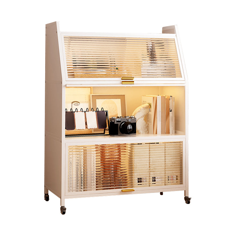 Standard Bookcase Metal Glam Closed Back Bookshelf with Shelves