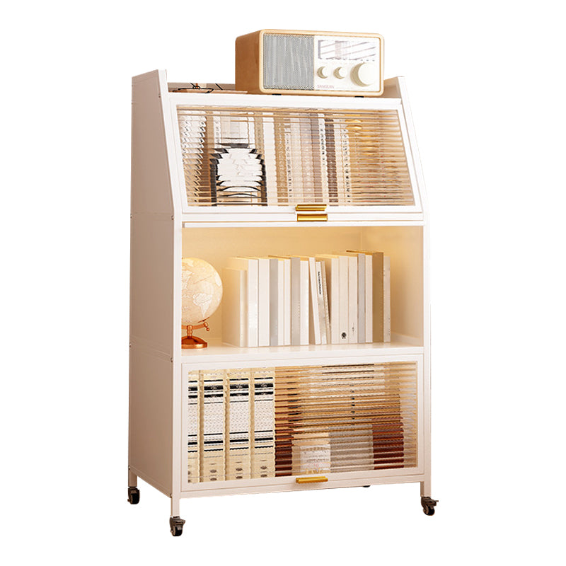 Standard Bookcase Metal Glam Closed Back Bookshelf with Shelves