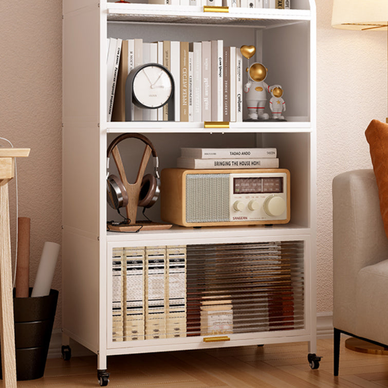 Standard Bookcase Metal Glam Closed Back Bookshelf with Shelves