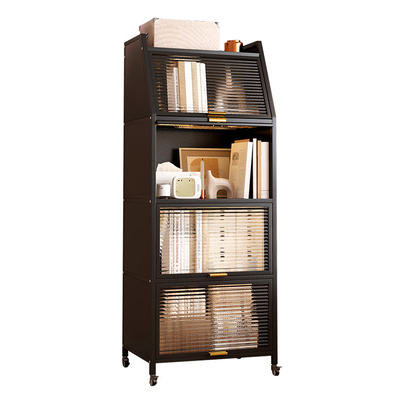 Standard Bookcase Metal Glam Closed Back Bookshelf with Shelves