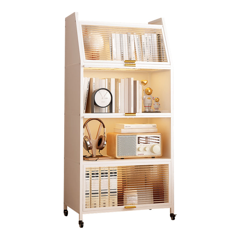 Standard Bookcase Metal Glam Closed Back Bookshelf with Shelves