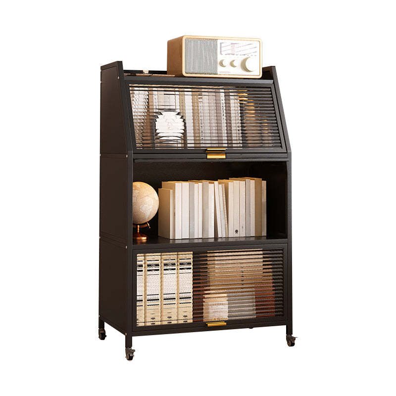 Standard Bookcase Metal Glam Closed Back Bookshelf with Shelves