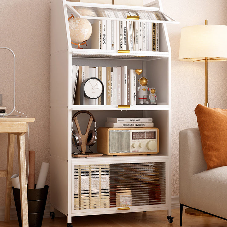 Standard Bookcase Metal Glam Closed Back Bookshelf with Shelves