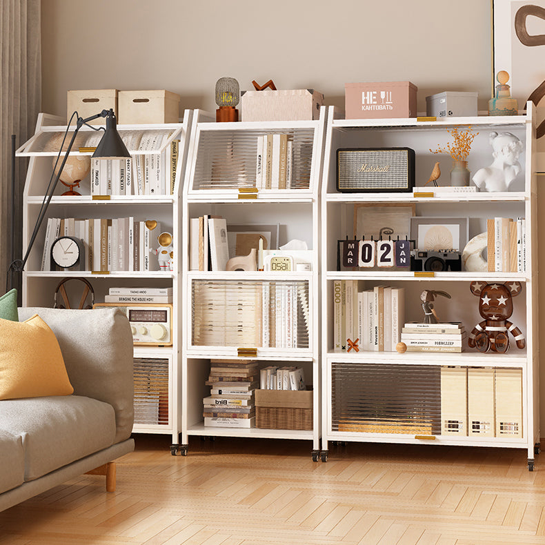 Standard Bookcase Metal Glam Closed Back Bookshelf with Shelves