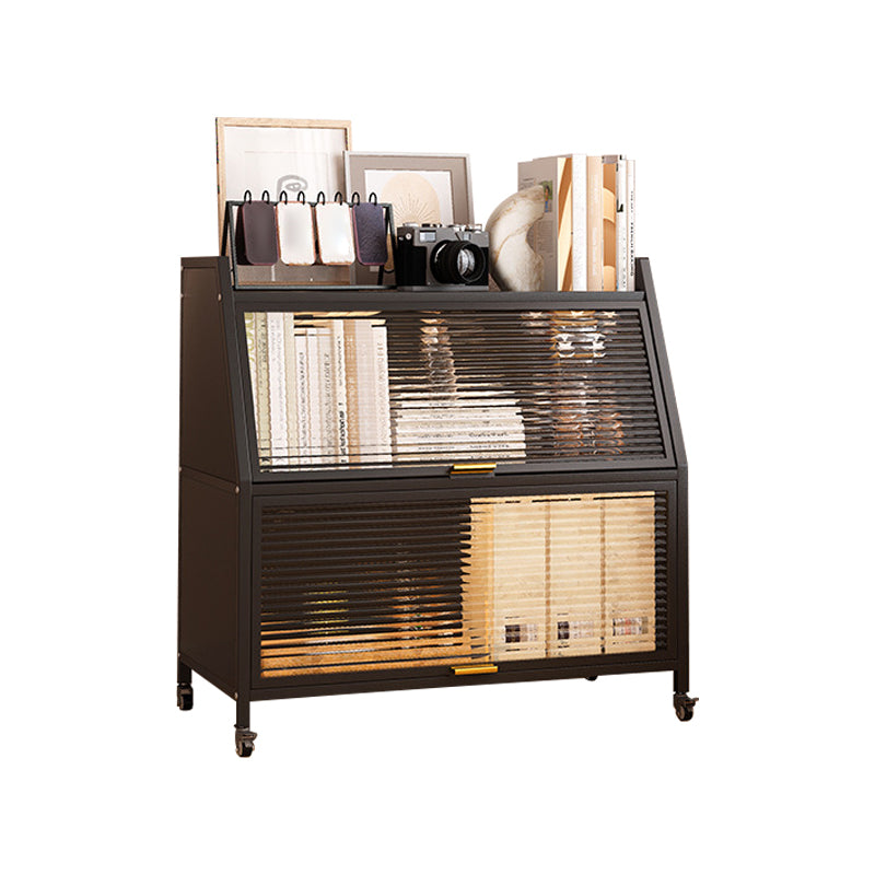 Standard Bookcase Metal Glam Closed Back Bookshelf with Shelves