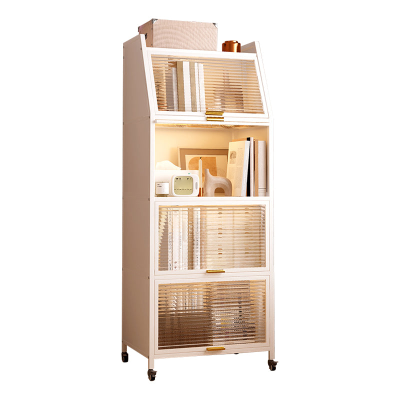 Standard Bookcase Metal Glam Closed Back Bookshelf with Shelves