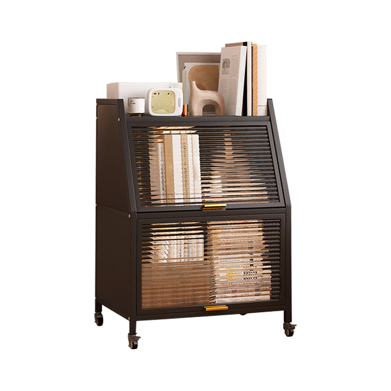 Standard Bookcase Metal Glam Closed Back Bookshelf with Shelves