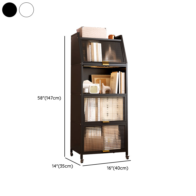 Standard Bookcase Metal Glam Closed Back Bookshelf with Shelves
