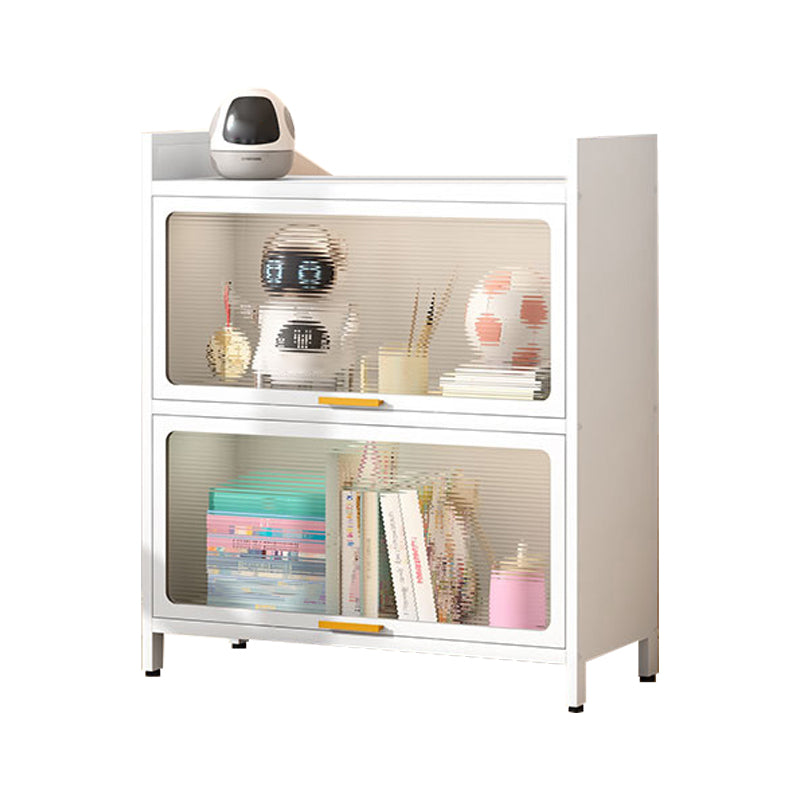 Metal Closed Back Bookcase Standard Glam Bookshelf with Cabinets