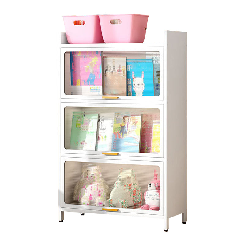 Metal Closed Back Bookcase Standard Glam Bookshelf with Cabinets