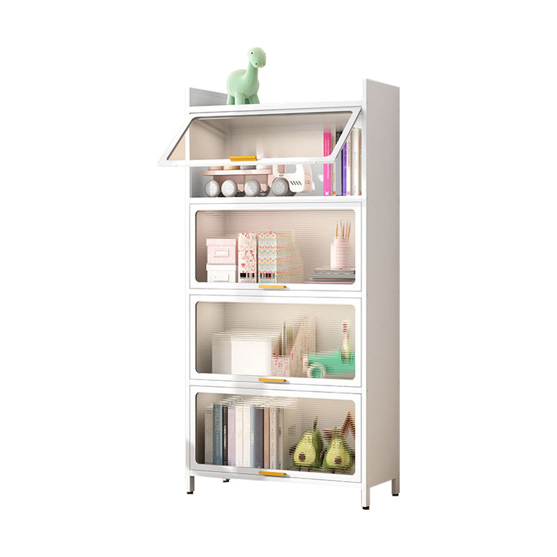 Metal Closed Back Bookcase Standard Glam Bookshelf with Cabinets