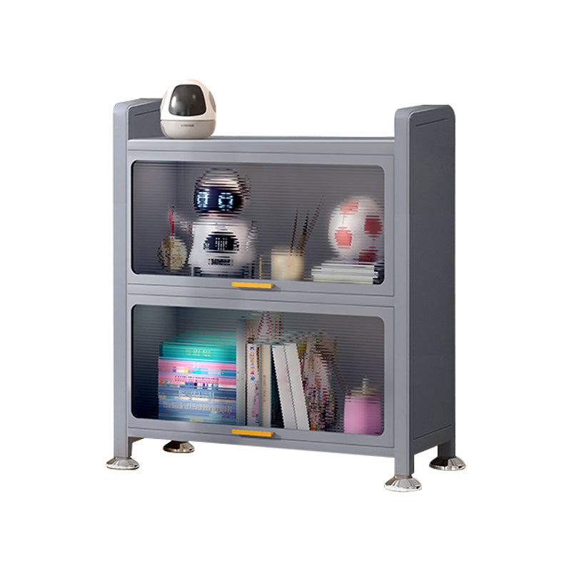 Metal Closed Back Bookcase Standard Glam Bookshelf with Cabinets