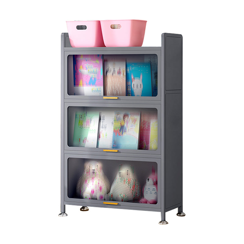 Metal Closed Back Bookcase Standard Glam Bookshelf with Cabinets
