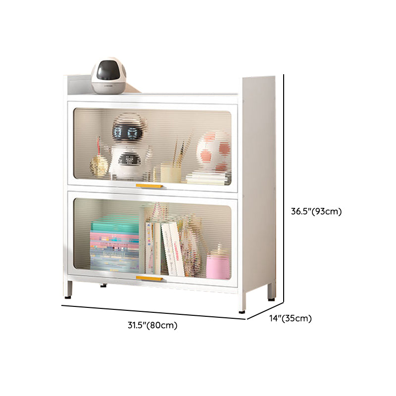 Metal Closed Back Bookcase Standard Glam Bookshelf with Cabinets