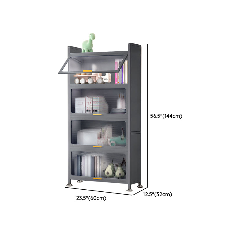Metal Closed Back Bookcase Standard Glam Bookshelf with Cabinets