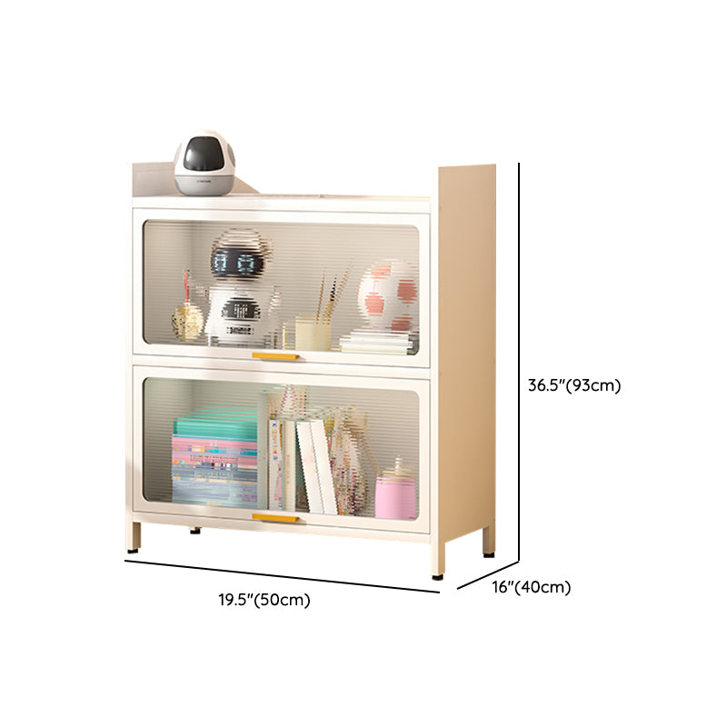 Metal Closed Back Bookcase Standard Glam Bookshelf with Cabinets