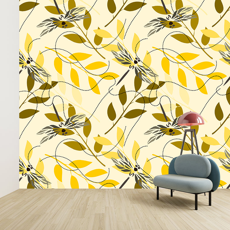 Plant Illustration Wall Mural Wallpaper Sitting Room Wall Mural