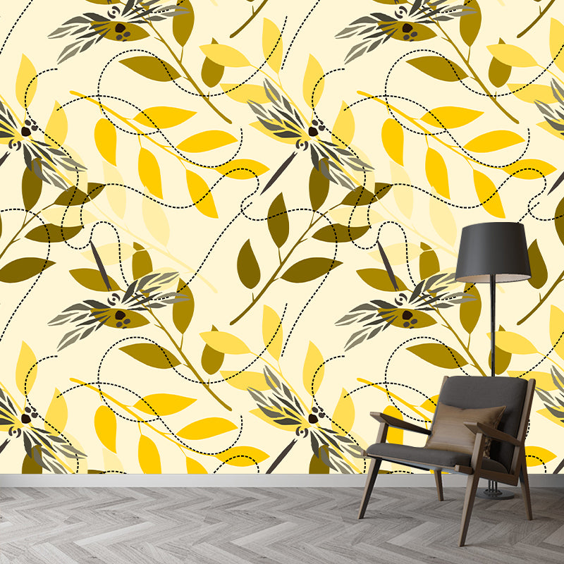 Plant Illustration Wall Mural Wallpaper Sitting Room Wall Mural