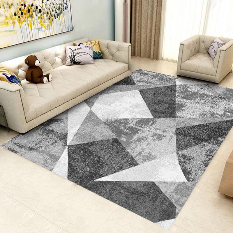 Black Modern Carpet Geometric Polyester Carpet Washable Carpet for Home Decor