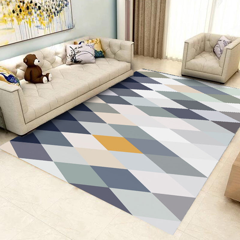 Black Modern Carpet Geometric Polyester Carpet Washable Carpet for Home Decor