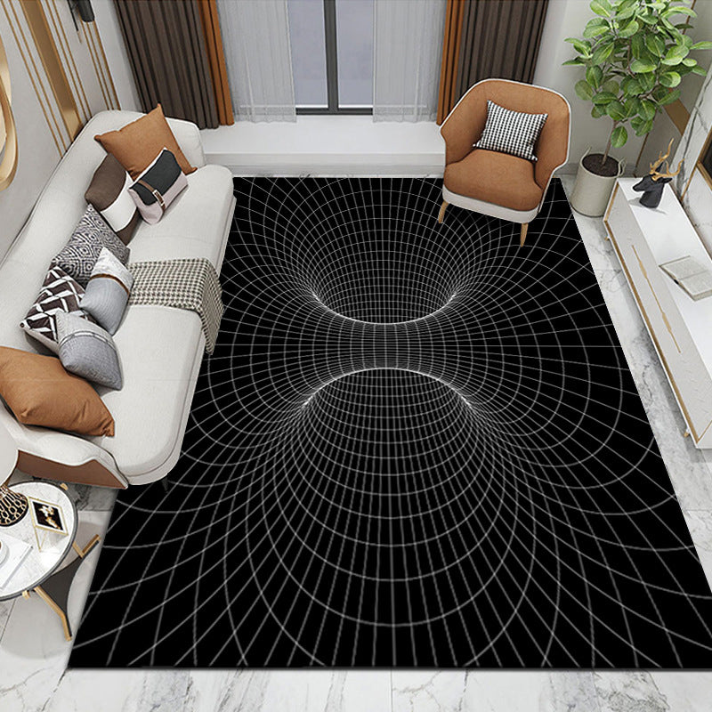 Orange Modern Rug Polyester Abstract Pattern Rug Washable Rug for Drawing Room