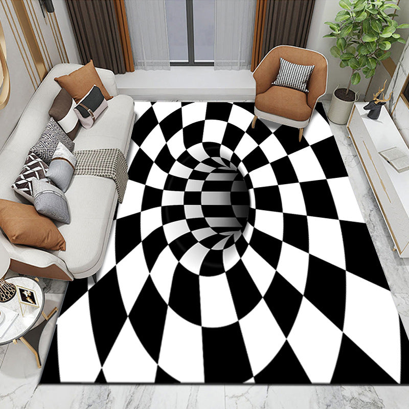 Orange Modern Rug Polyester Abstract Pattern Rug Washable Rug for Drawing Room