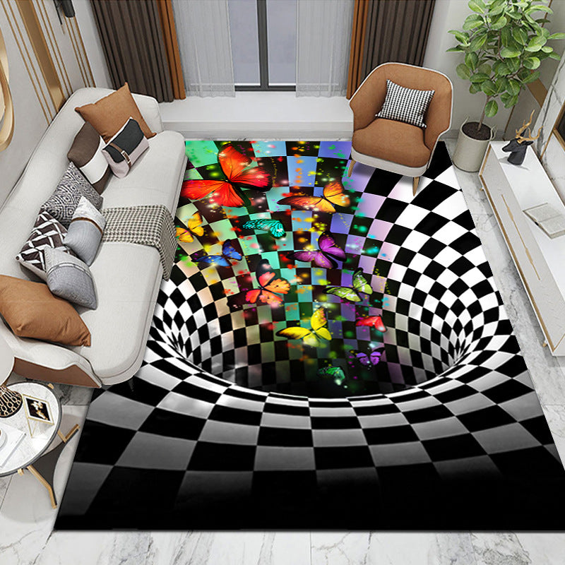 Orange Modern Rug Polyester Abstract Pattern Rug Washable Rug for Drawing Room