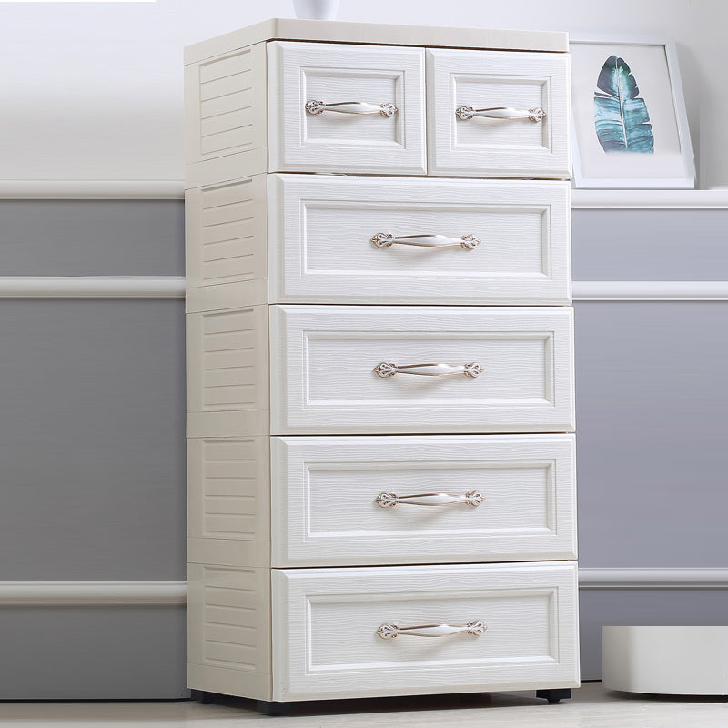 Plastic Kids Nightstand Modern Nursery Dresser with 5/6 Drawers , 15.6 Inch W
