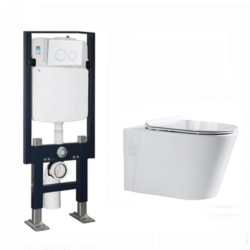 Modern Ceramic Flush Toilet Wall Mount White Urine Toilet with Seat for Bathroom