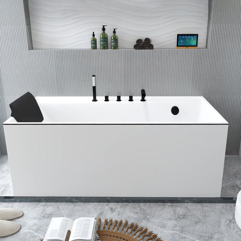 Modern Rectangular Bathtub White Soaking Acrylic Freestanding Bath