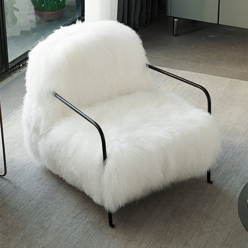 Contemporary 29.52 " Height White Wool Arm Chair for Bedroom