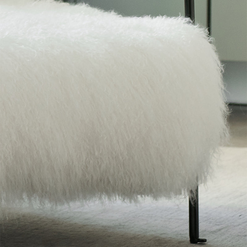 Contemporary 29.52 " Height White Wool Arm Chair for Bedroom