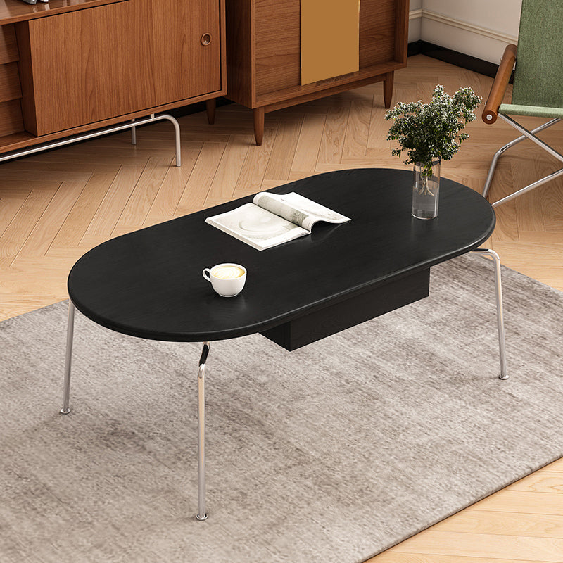 4 Legs Coffee Table Contemporary Oval Solid Wood Coffee Cocktail Table