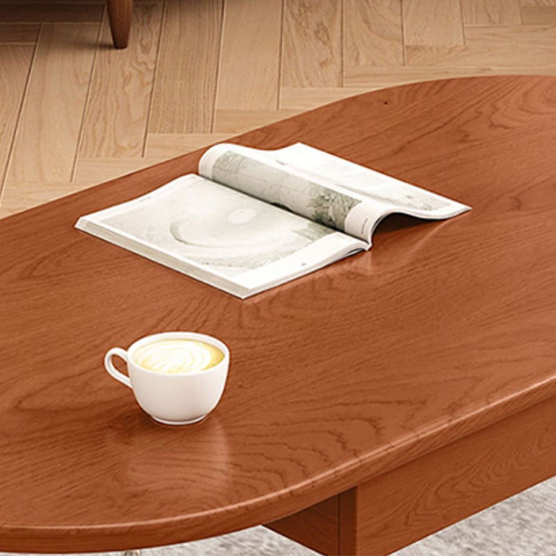 4 Legs Coffee Table Contemporary Oval Solid Wood Coffee Cocktail Table