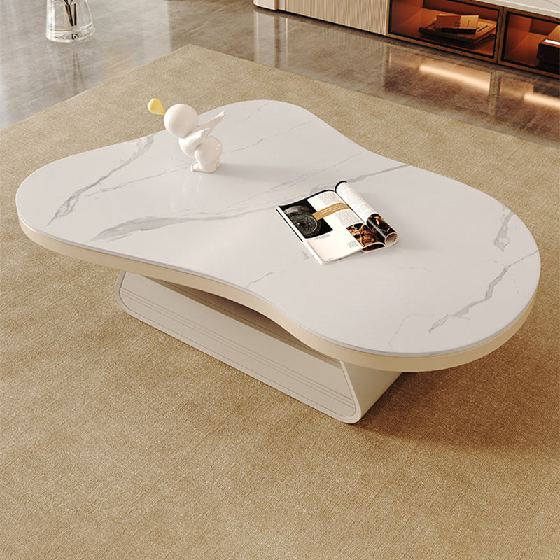 Storage Drawer Coffee Table with Srone Top Free Form Single Coffee Table