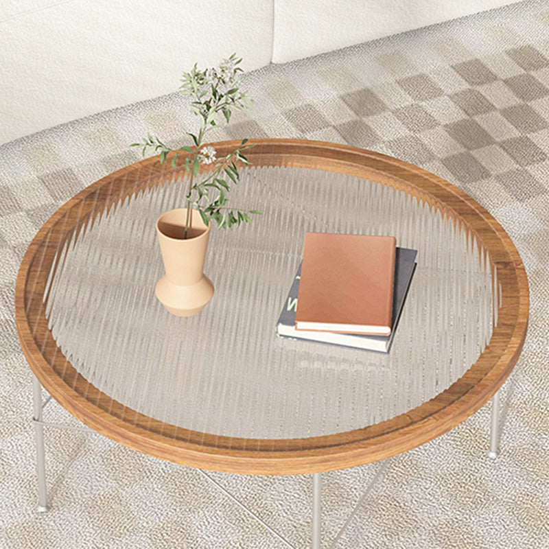 15"H Tropical Coffee Table Glass 4 Legs Coffee Cocktail Table