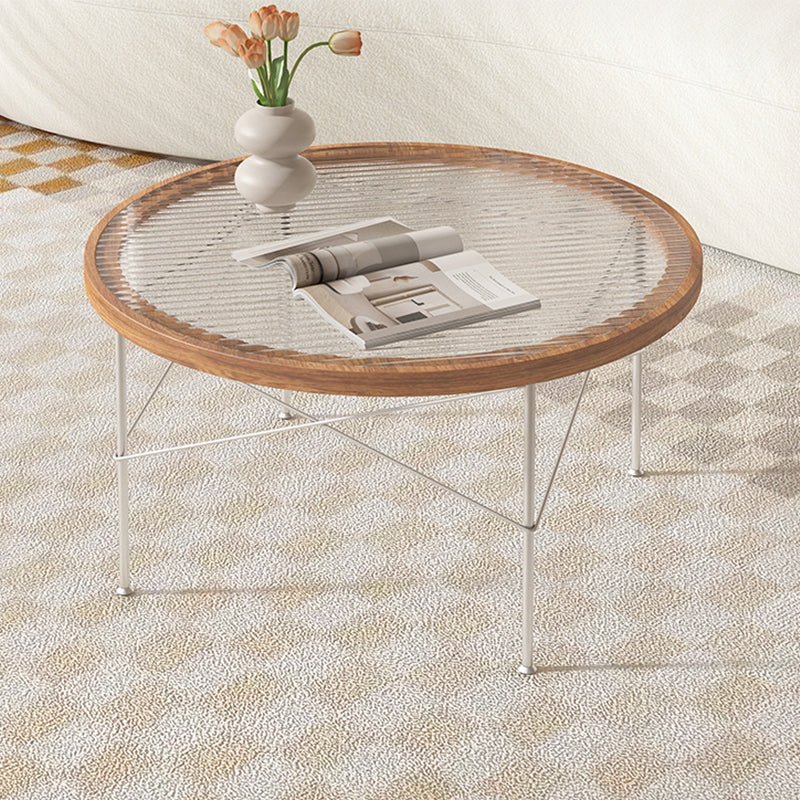 15"H Tropical Coffee Table Glass 4 Legs Coffee Cocktail Table