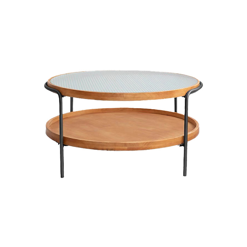 32" Wide Tropical Coffee Table Glass Storage Coffee Cocktail Table